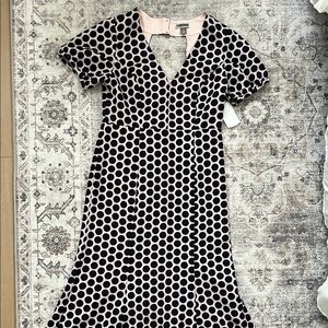 Chelsea28 Black and Blush Polka Dot Midi Dress